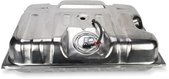 Aftermarket steel fuel tank assembly including an integrated fuel module